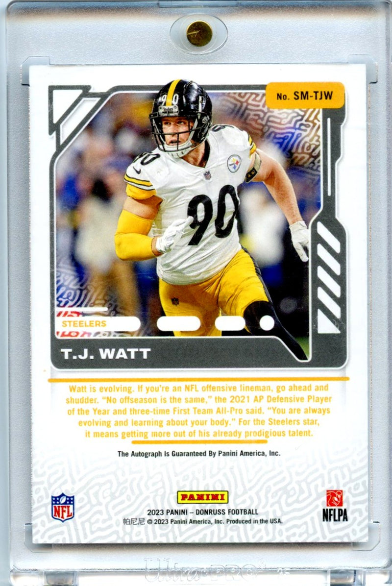 T.J. Watt 2023 Donruss Football Signature Marks Black 1/1 Auto #SM-TJW-2