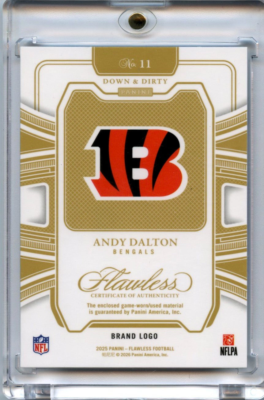 Andy Dalton 2025 Panini Flawless Down & Dirty Brand Logo Nike Swoosh Patch 5/15 #11-2