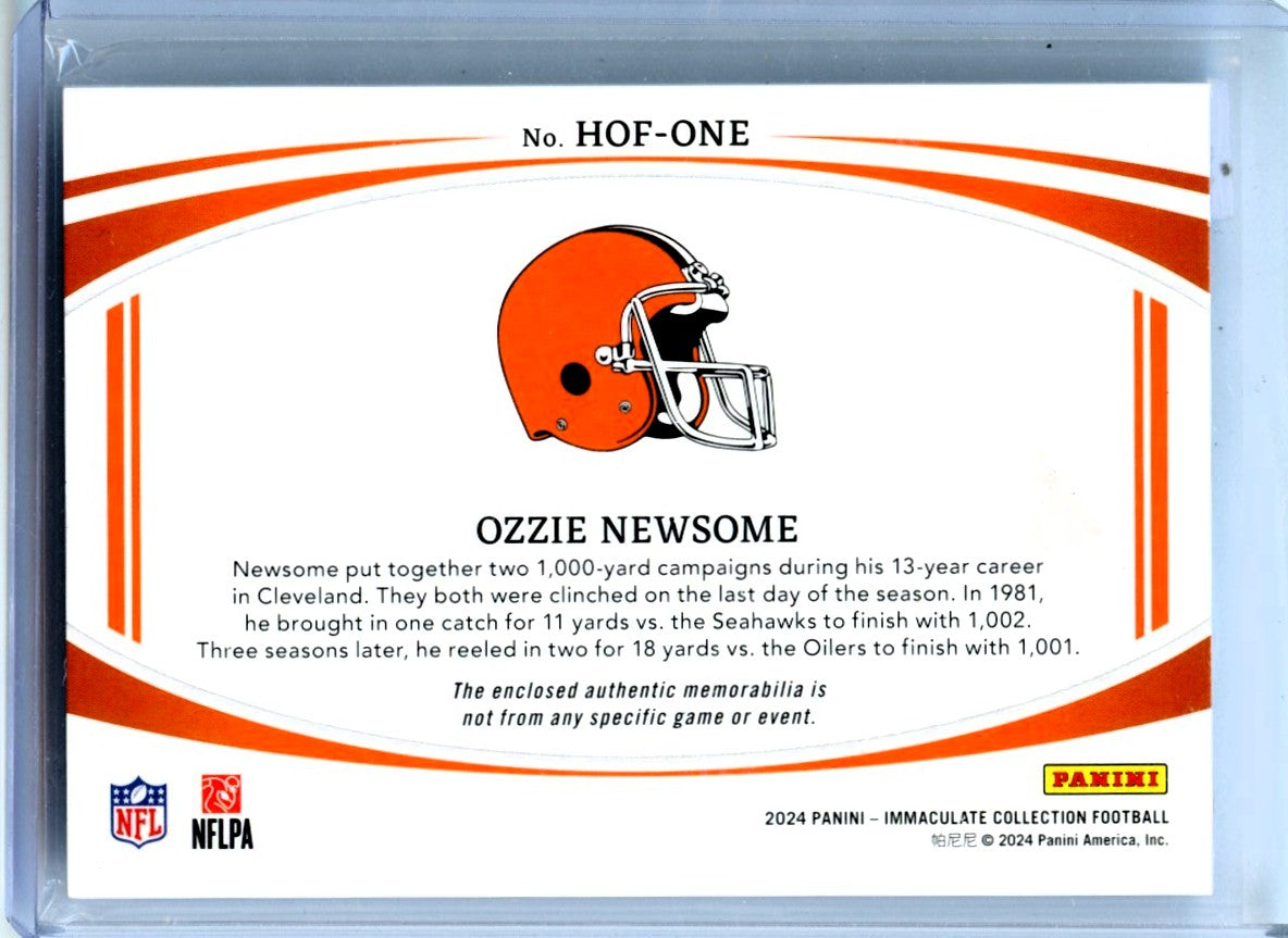 Ozzie Newsome 2024 Immaculate Collection Hall Of Fame Class Of 1999 NFL Shield 1/1 #HOF-ONE-2