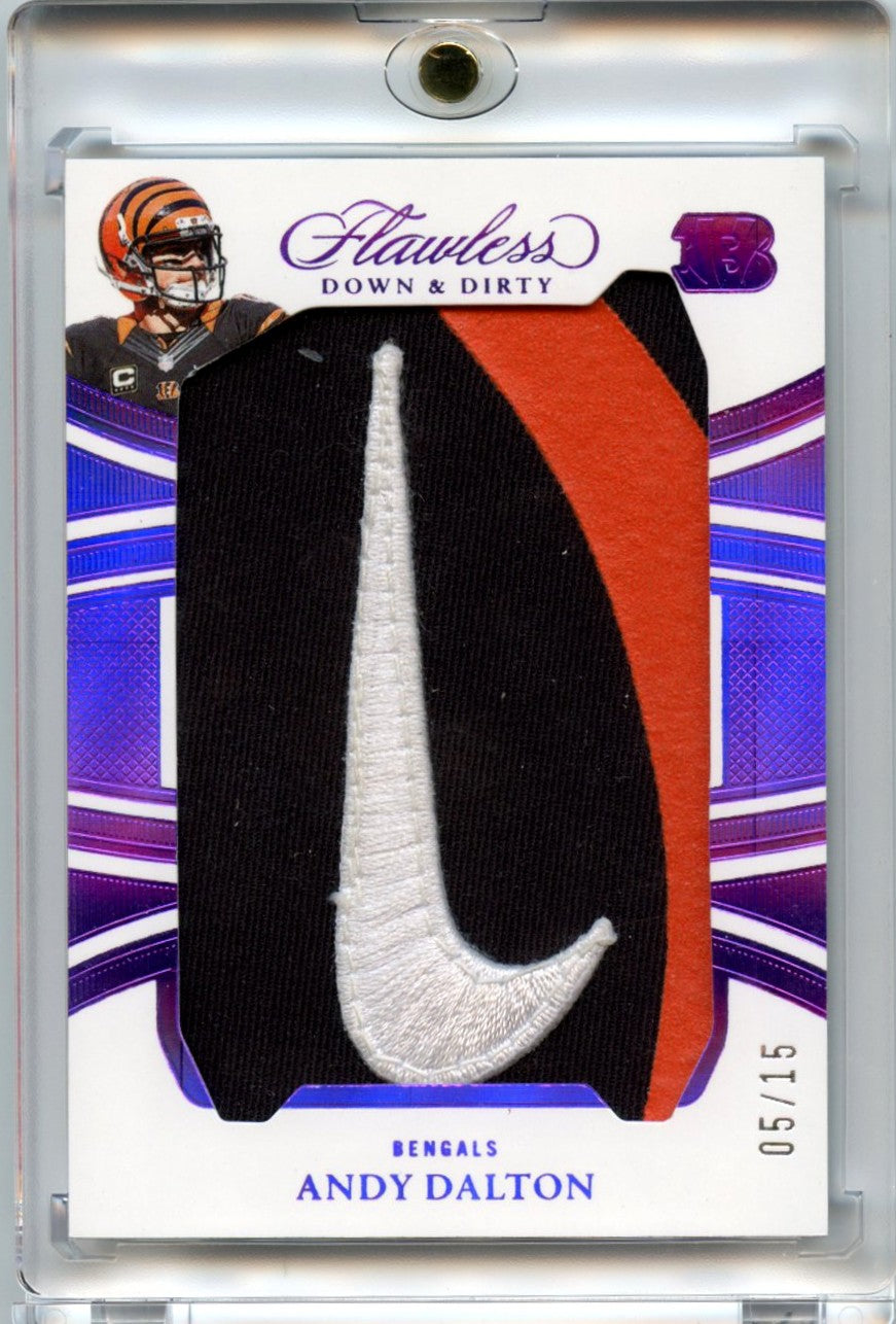Andy Dalton 2025 Panini Flawless Down & Dirty Brand Logo Nike Swoosh Patch 5/15 #11