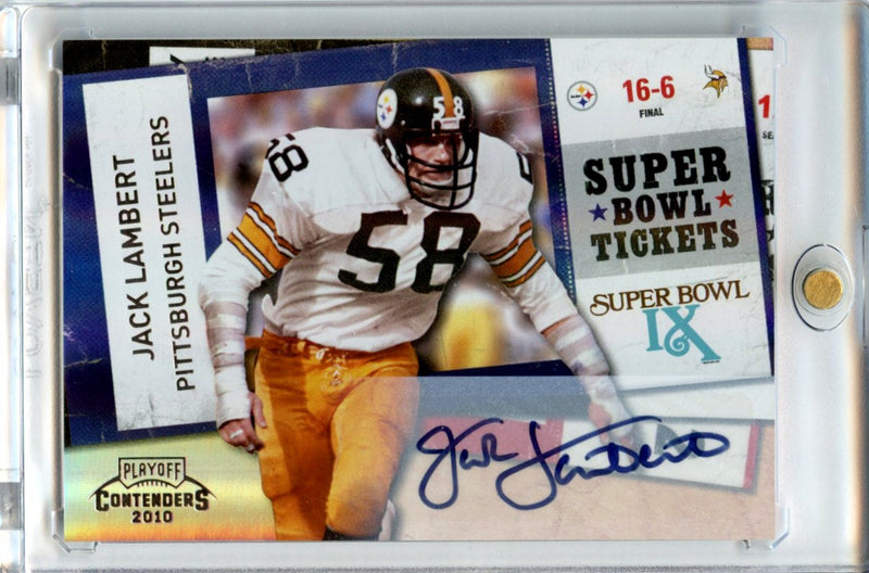 Jack Lambert 2010 Panini Playoff Contenders Super Bowl Tickets Auto #22-1