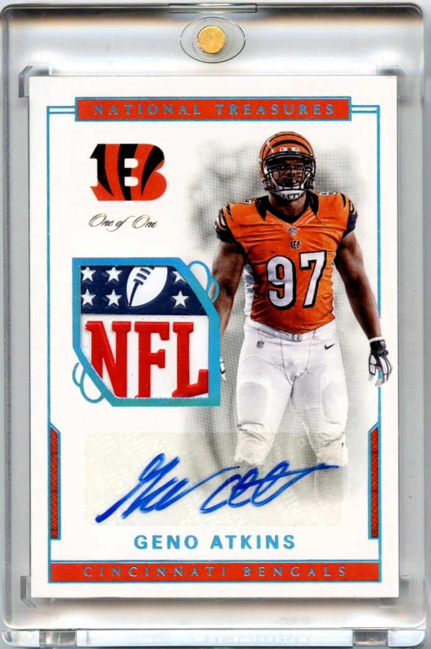 Geno Atkins 2016 Panini National Treasures Football NFL Shield 1/1 Auto #52