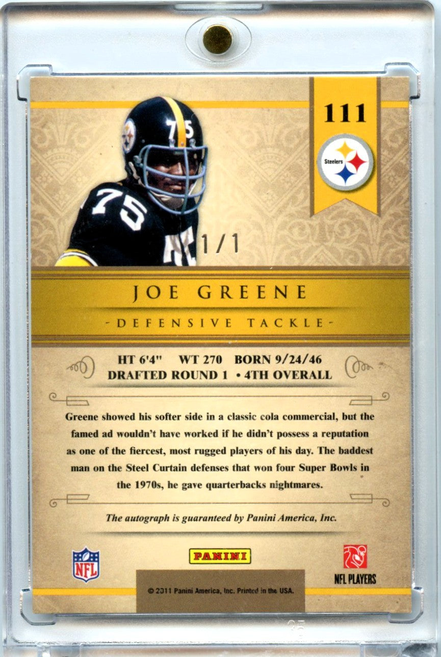 Joe Greene 2011 Panini Gold Standard Football Legend Auto 1/1 #111-2