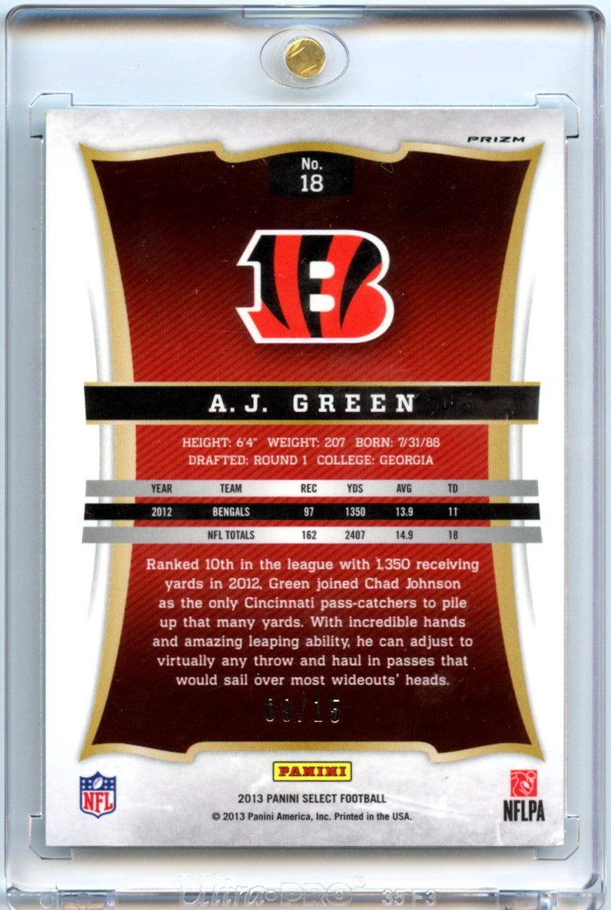 AJ Green 2013 Panini Select Football Green Prizm 9/15 #18-2