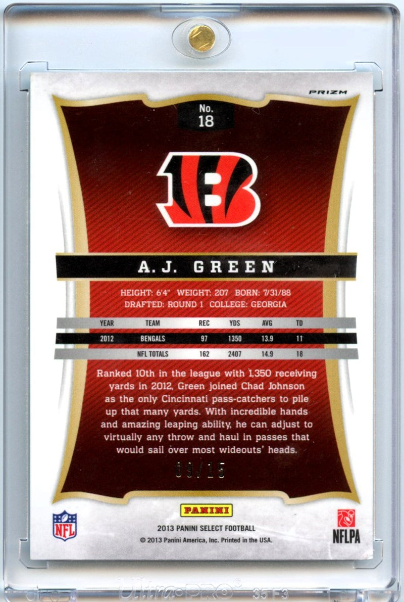 AJ Green 2013 Panini Select Football Green Prizm 9/15 #18-2