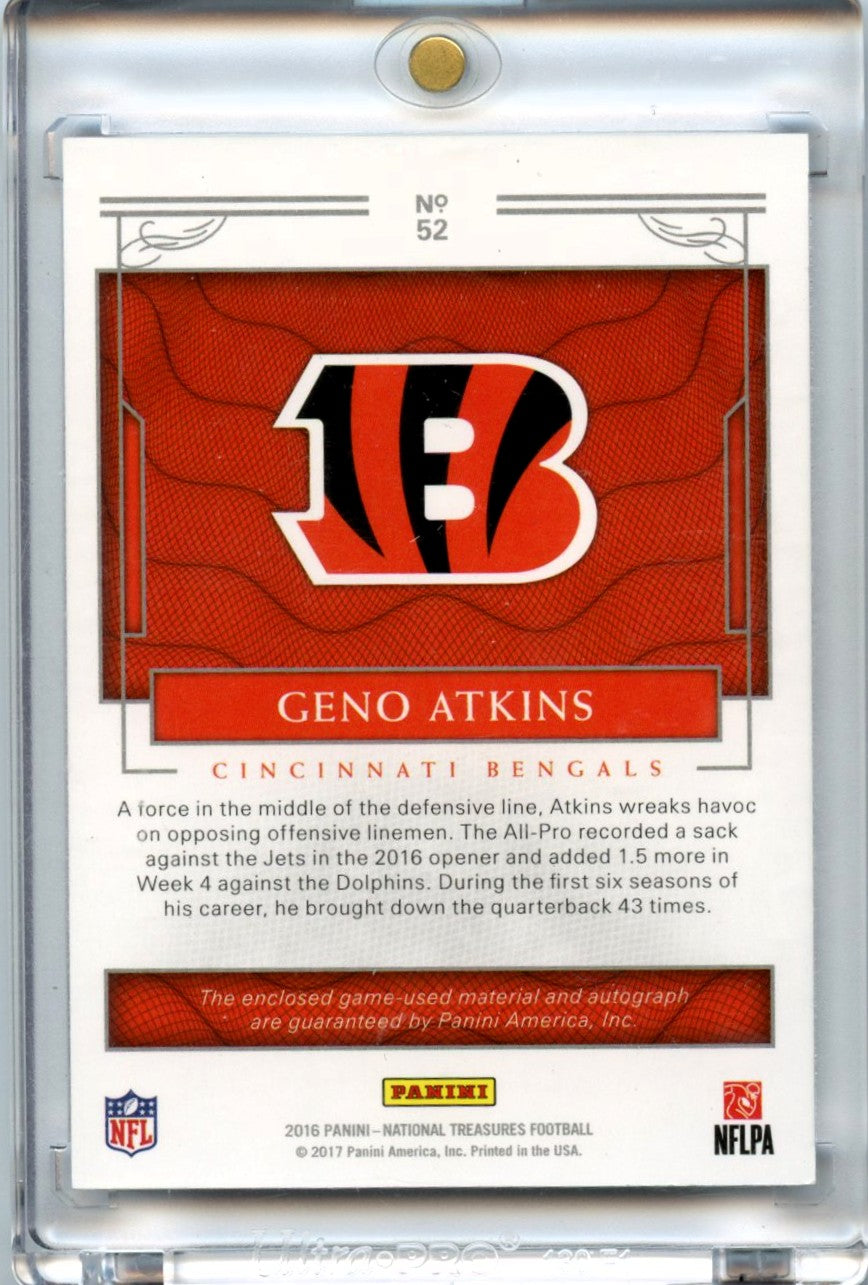 Geno Atkins 2016 Panini National Treasures Football NFL Shield 1/1 Auto #52