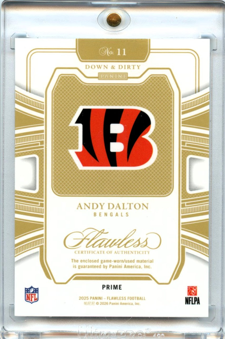 Andy Dalton 2025 Panini Flawless Football Prime Down & Dirty Jumbo Patch 3/20 #11-2