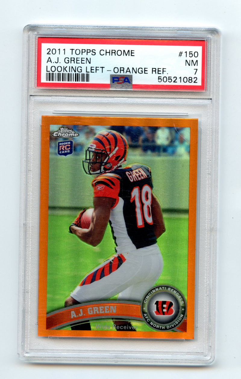 2011 Topps Chrome #150 A.J. Green Orange Refractor PSA 7-1