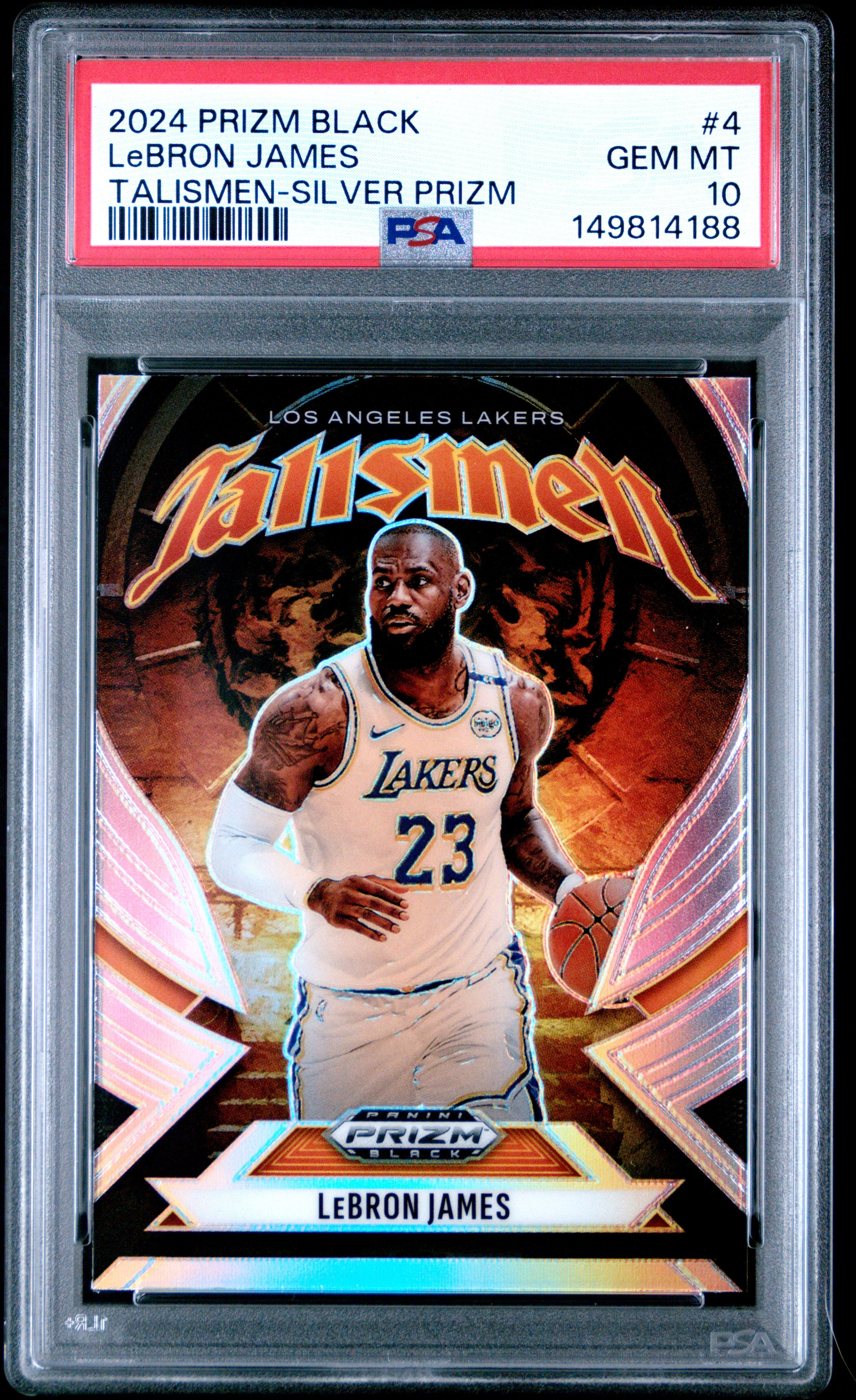 Lebron James 2024-25 Panini Prizm Black Silver Talismen #4 PSA 10