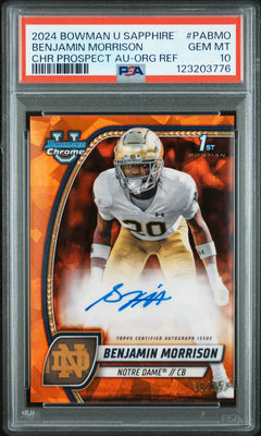 Benjamin Morrison RC 2024 Bowman U Chrome Sapphire Orange Rookie Auto SP 14/25 PSA 10-1