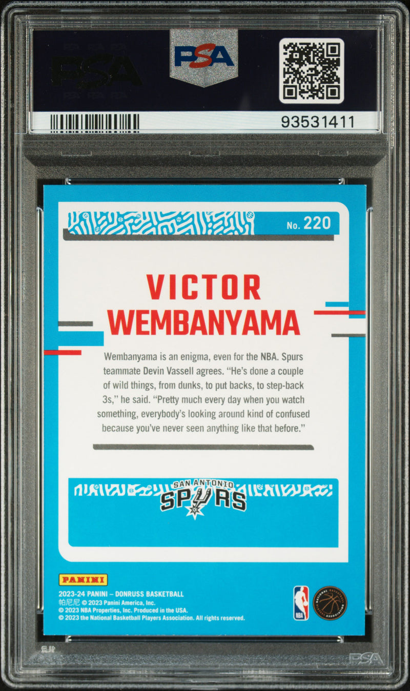 Victor Wembanyama RC 2023-24 Donruss Rated Rookie #220 PSA 10-2