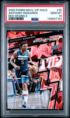 Anthony Edwards 2025 Panini National Gold Pack Red Ice Sparkle SP 98/99 PSA 10-1