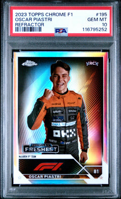 Oscar Piastri RC 2023 Topps Chrome F1 Refractor Rookie #195 PSA 10-1