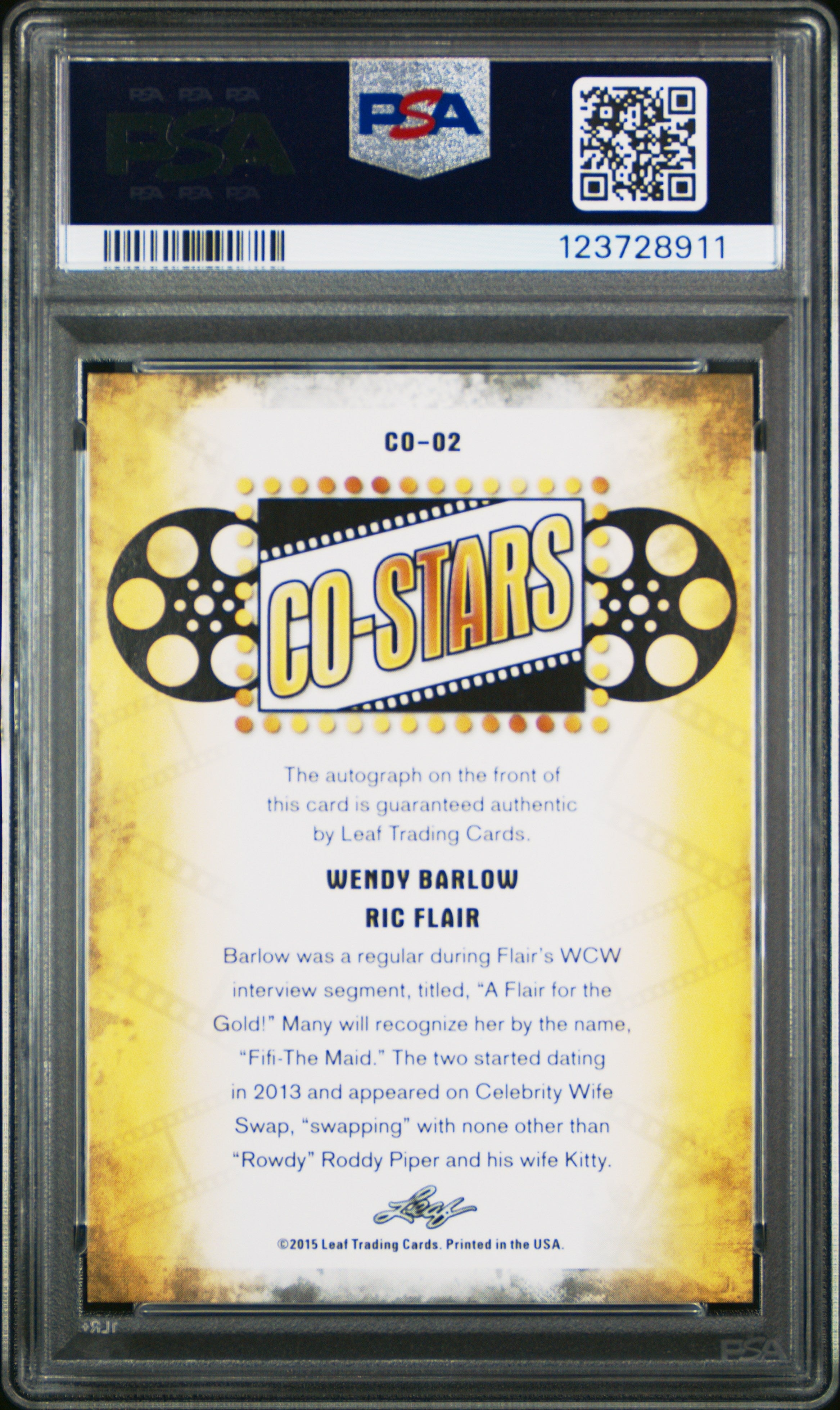 Ric Flair Wendy Barlow 2015 Leaf Pop Century Co-Star Auto PSA 8