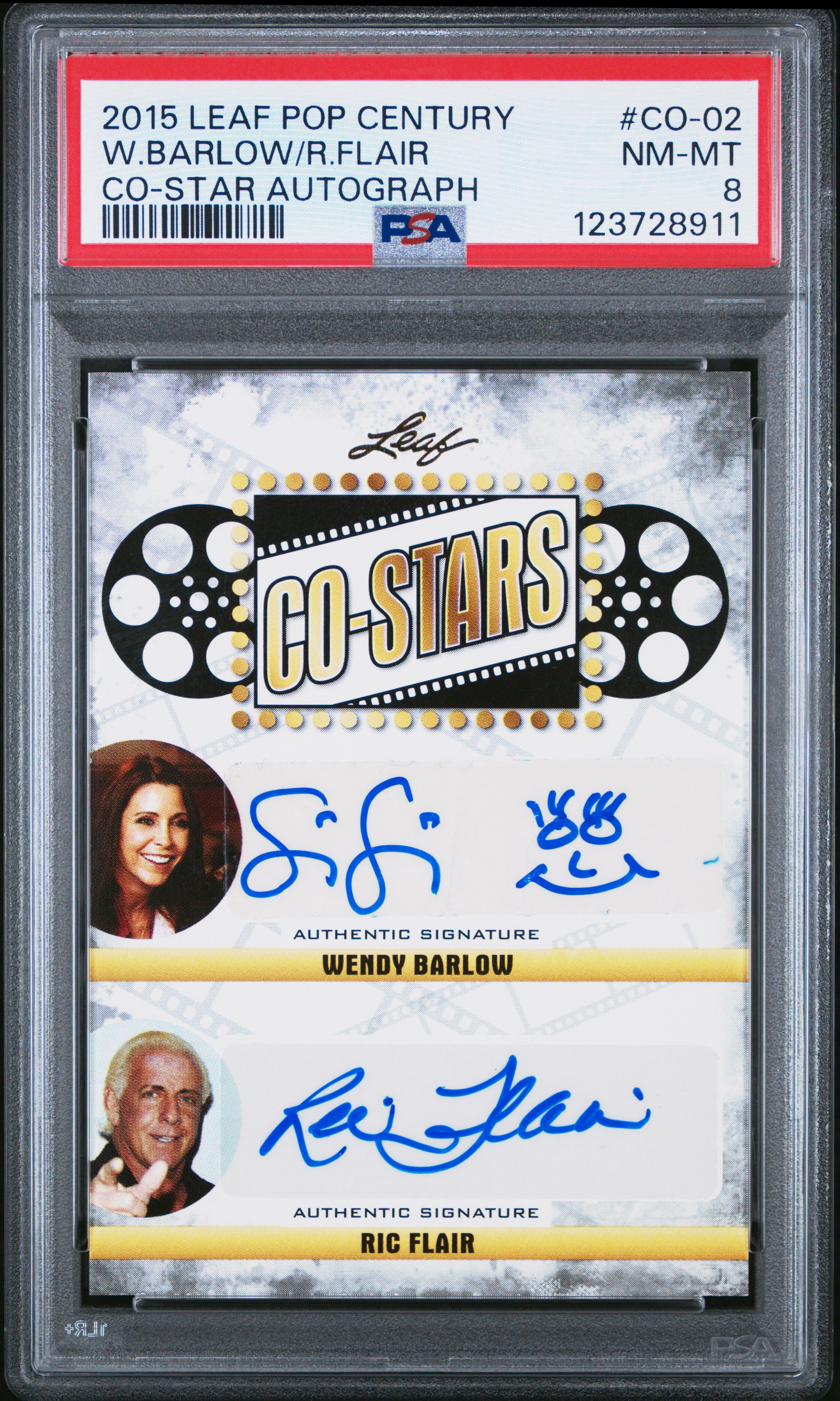 Ric Flair Wendy Barlow 2015 Leaf Pop Century Co-Star Auto PSA 8