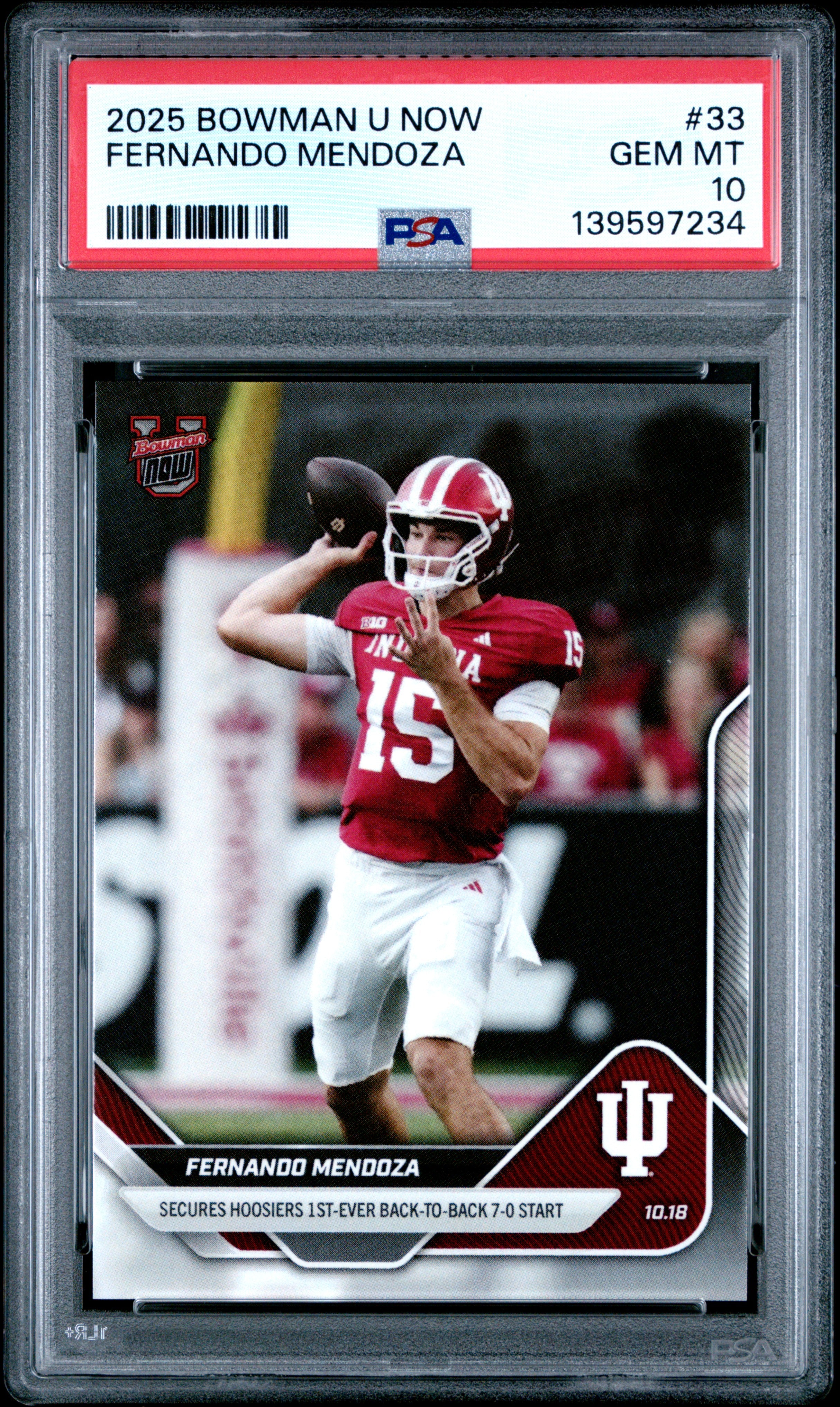 Fernando Mendoza RC 2025 Bowman U Now Rookie #33 PSA 10