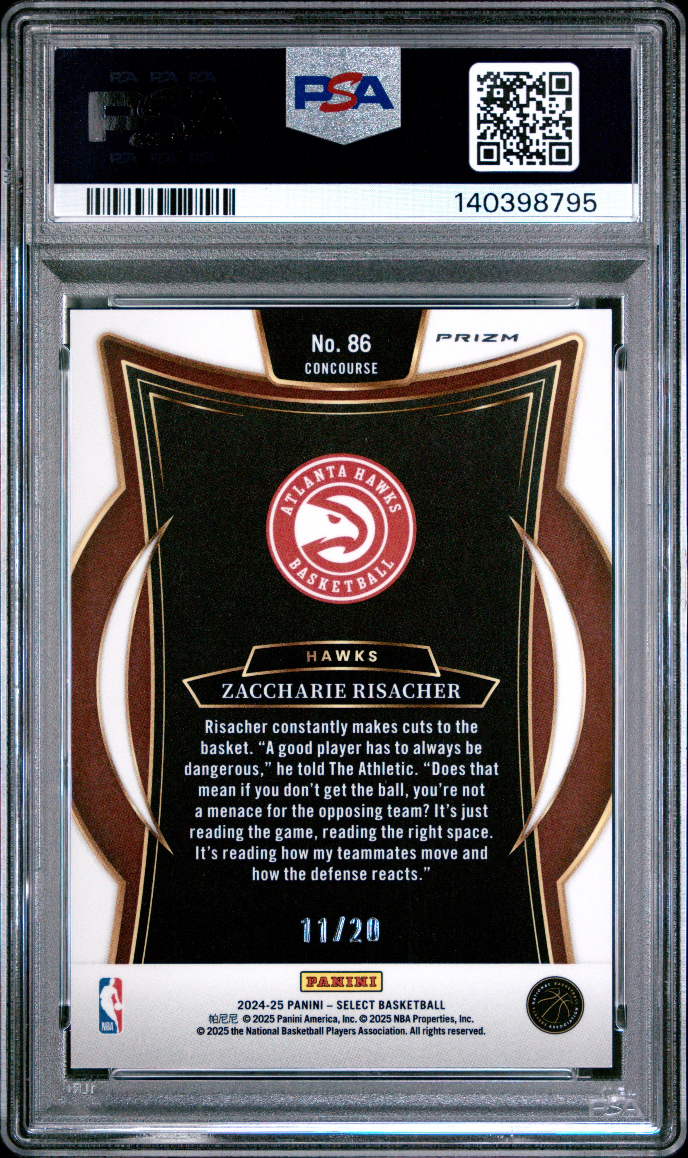 Zaccharie Risacher RC 2024-25 Panini Select Concourse Multi Wave Rookie SP 11/20 PSA 10