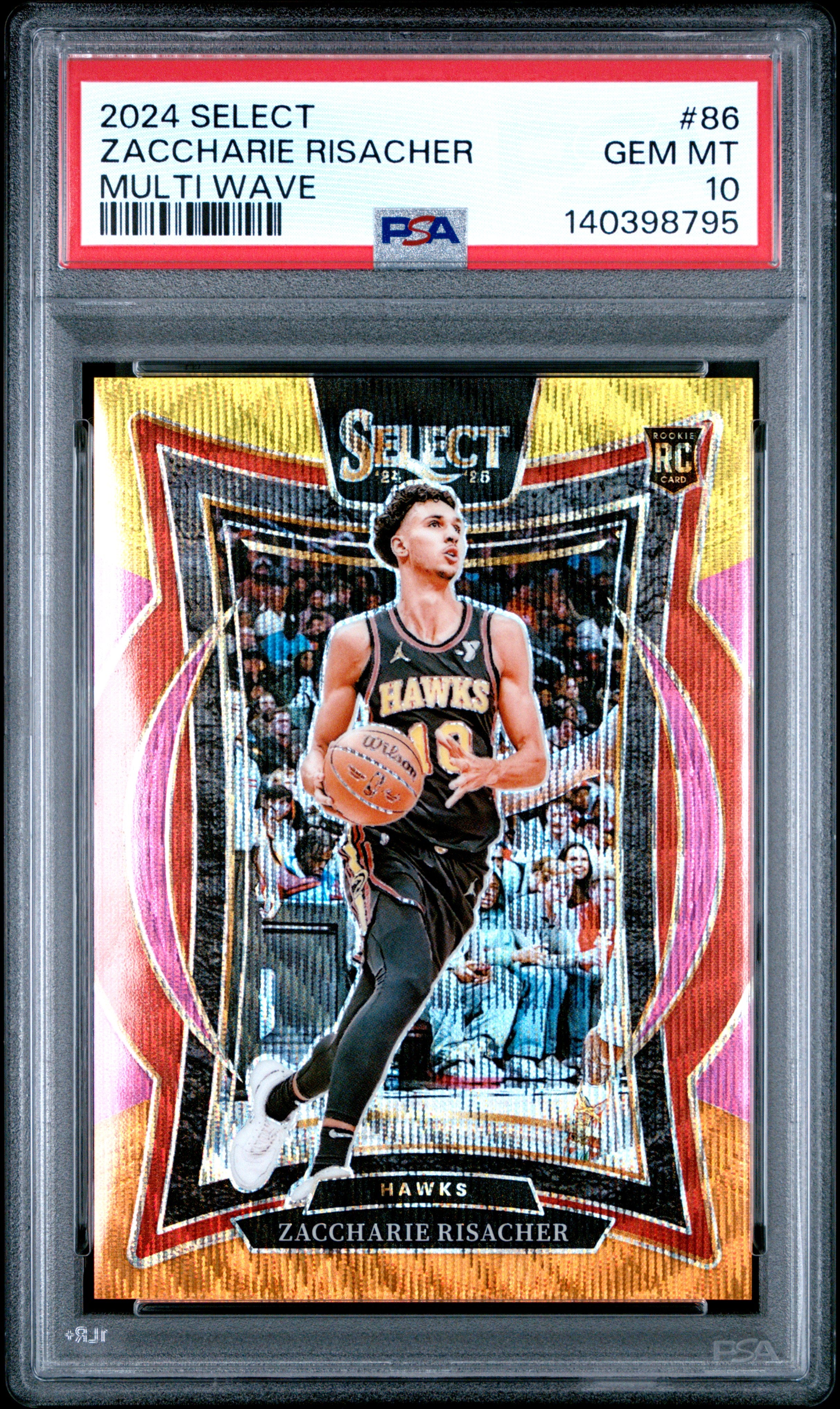 Zaccharie Risacher RC 2024-25 Panini Select Concourse Multi Wave Rookie SP 11/20 PSA 10