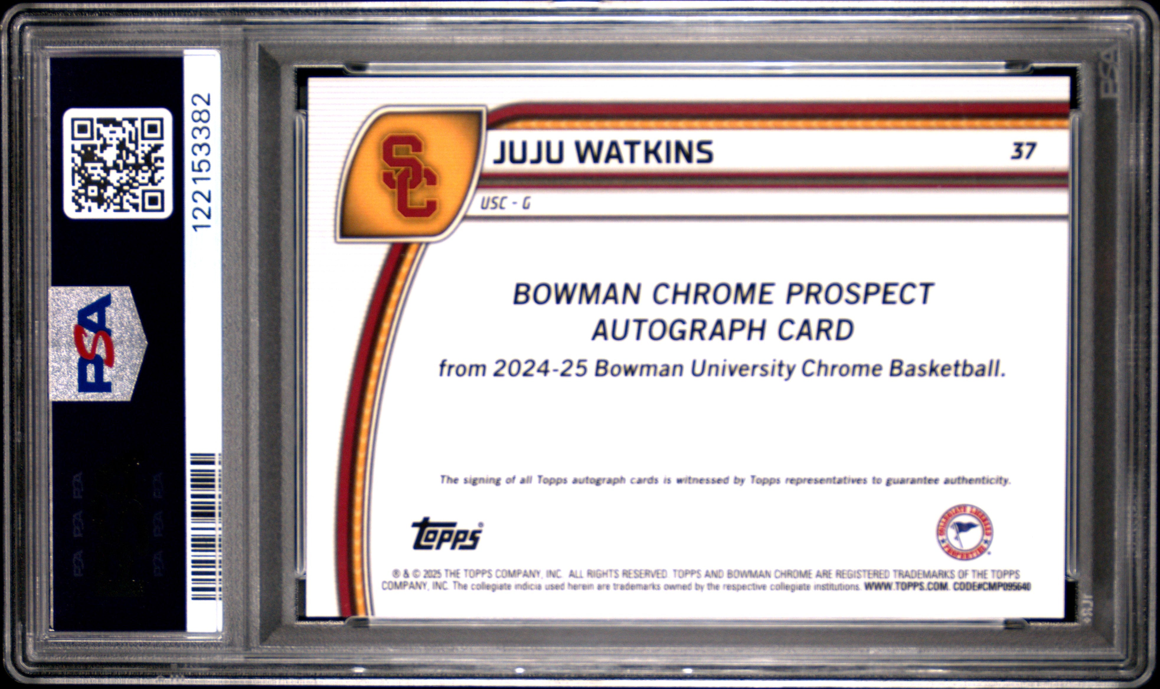 Juju Watkins RC 2024-25 Bowman U Chrome Stealth Rookie Auto #37 PSA 9