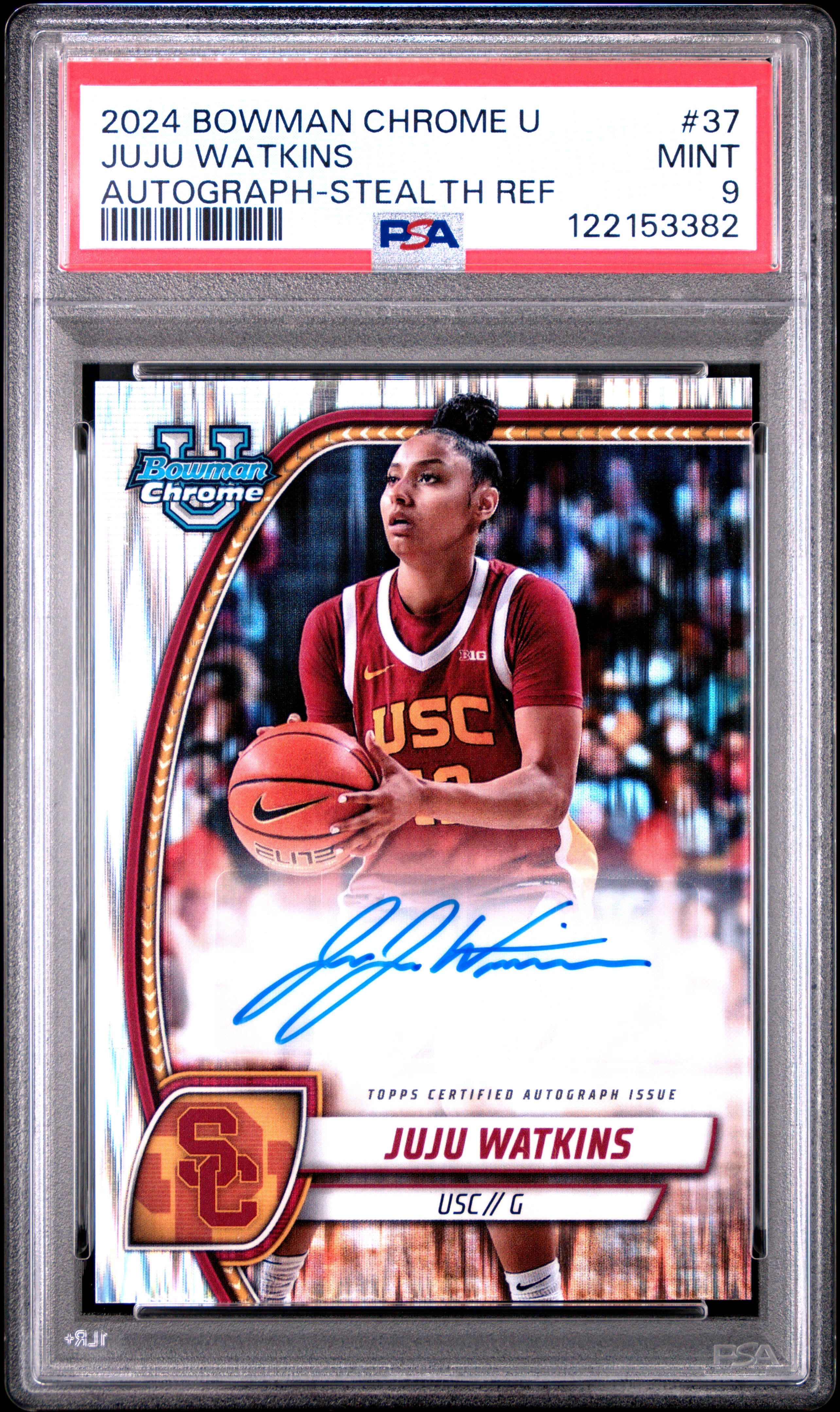 Juju Watkins RC 2024-25 Bowman U Chrome Stealth Rookie Auto #37 PSA 9