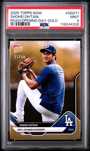 Shohei Ohtani 2025 Topps Now Gold Road To Opening Day SP 11/50 PSA 9