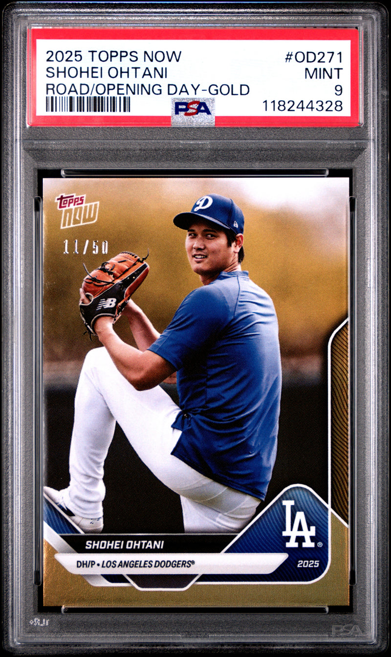 Shohei Ohtani 2025 Topps Now Gold Road To Opening Day SP 11/50 PSA 9-1