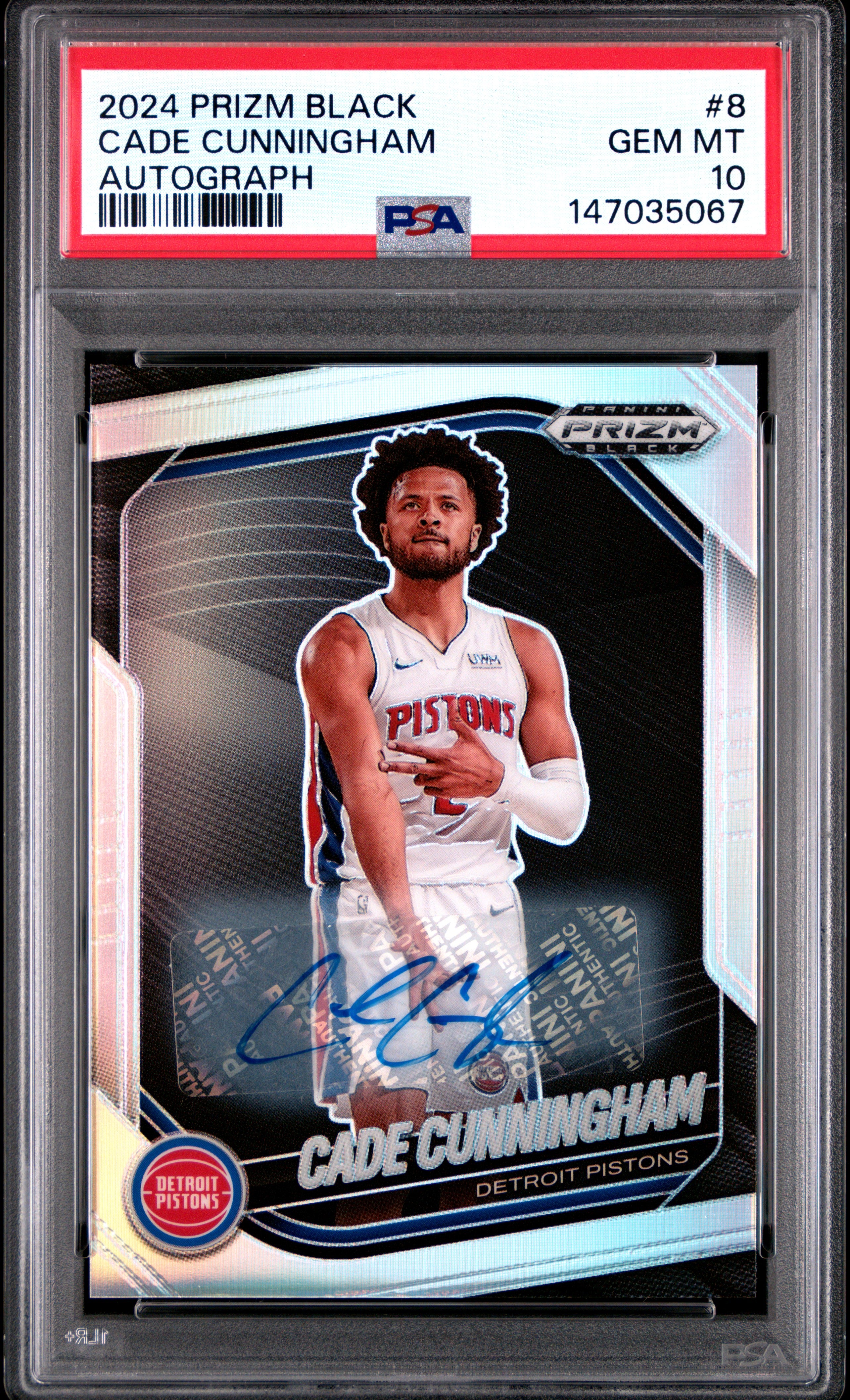 Cade Cunningham 2024-25 Panini Prizm Black Silver Auto #8 PSA 10