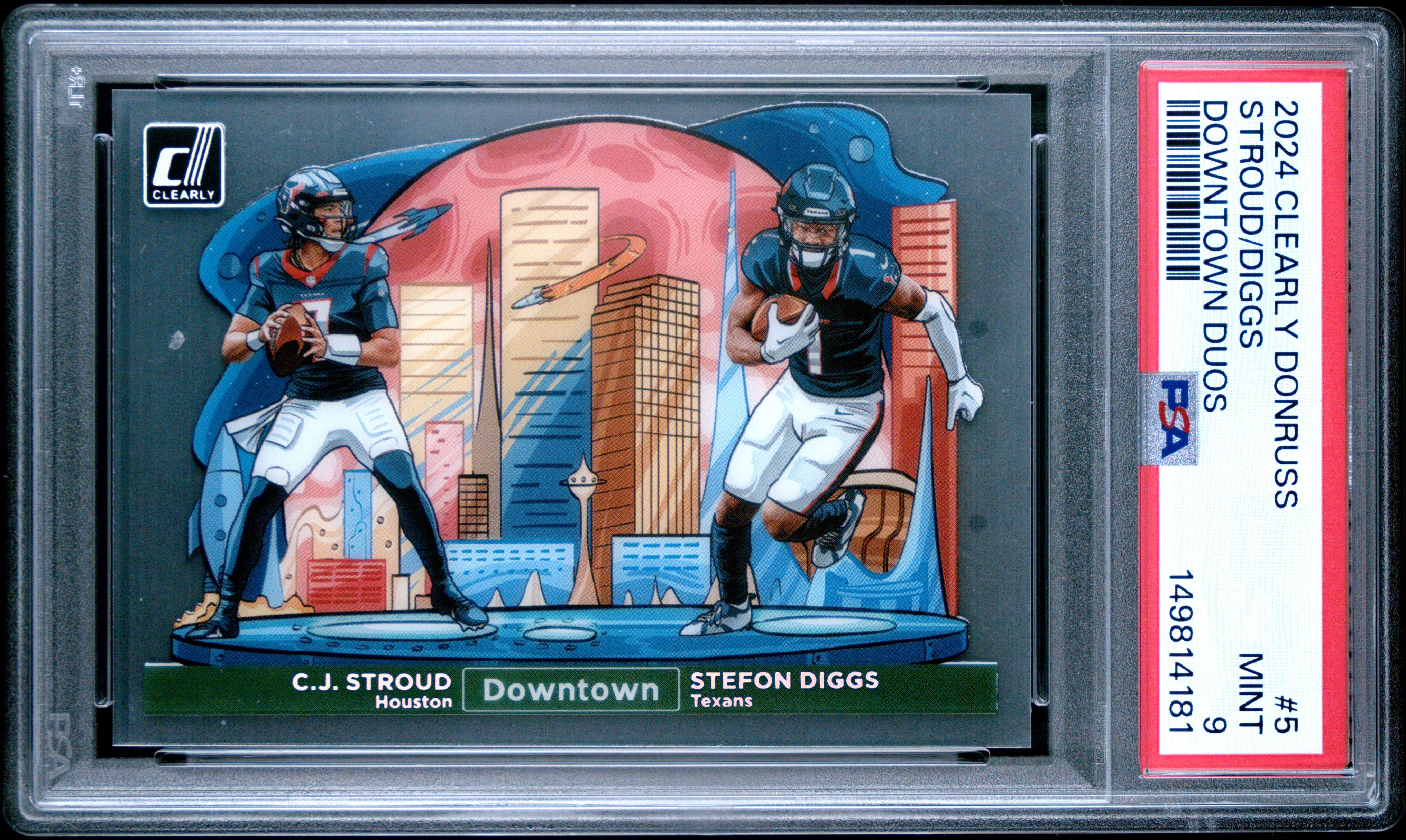 Cj Stroud Stefon Diggs 2024 Clearly Donruss Downtown Duos SSP #5 PSA 9
