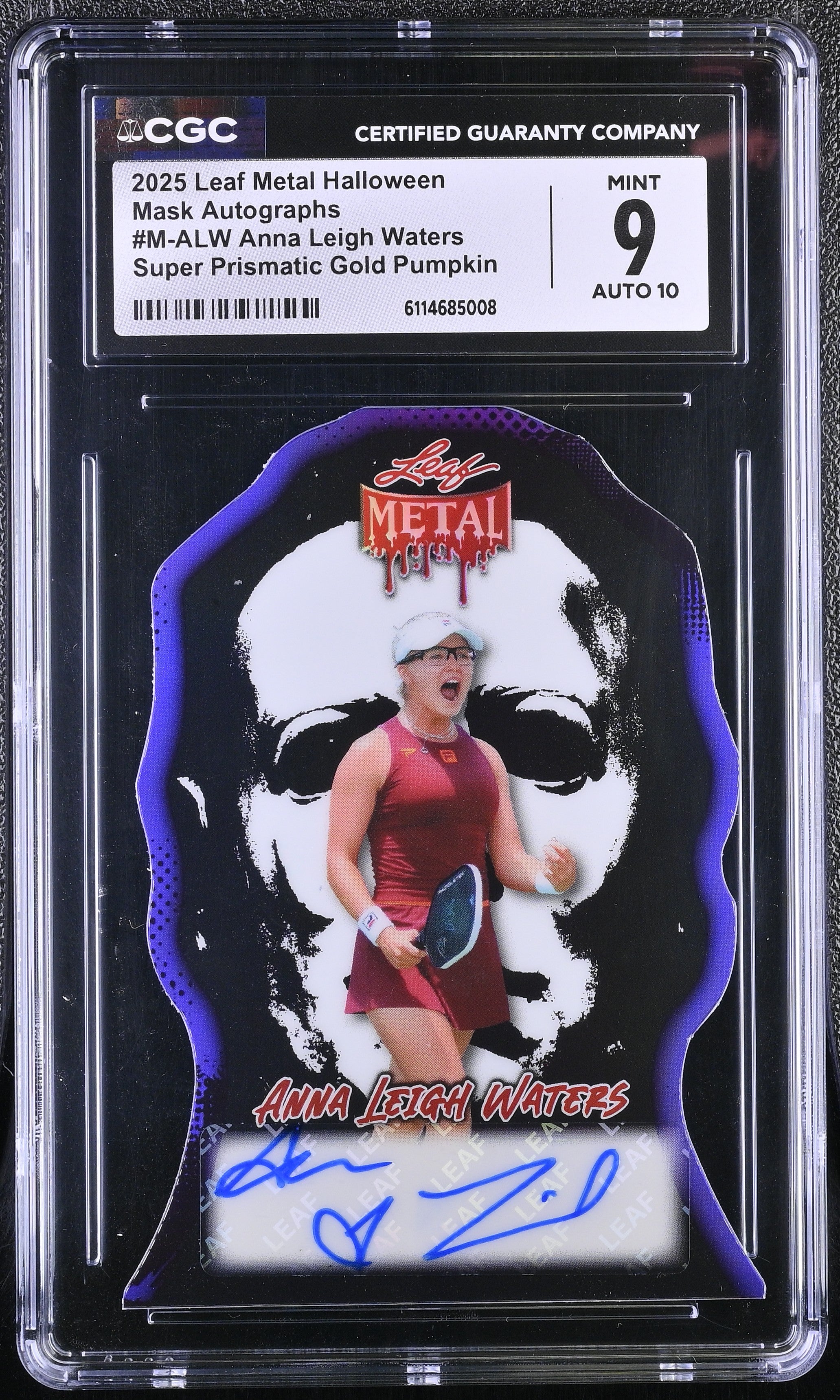 Anna Leigh Waters 2025 Leaf Metal Halloween Purple Die Cut Auto SP 4/8 CGC 9