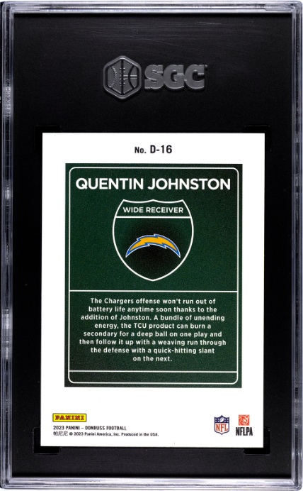 Quentin Johnston RC 2023 Donruss Downtown! Rookie SSP SGC 9.5