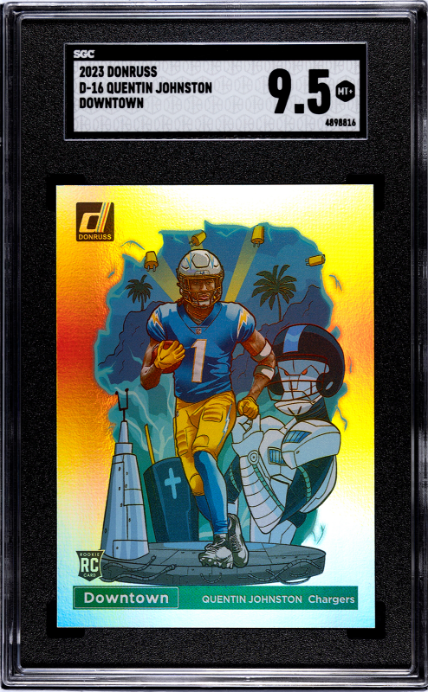 Quentin Johnston RC 2023 Donruss Downtown! Rookie SSP SGC 9.5