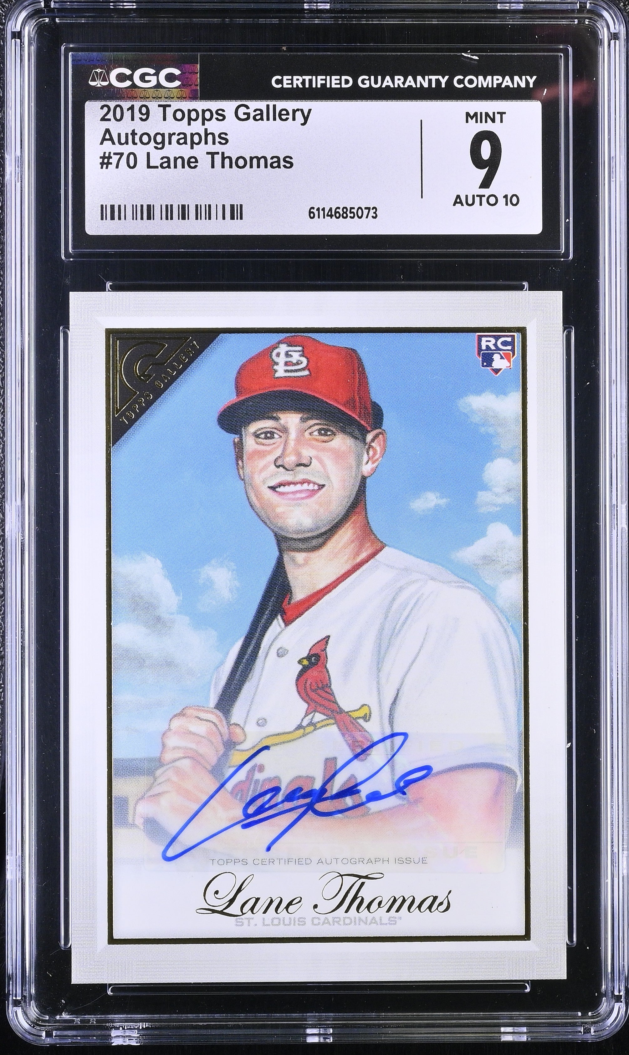 Lane Thomas RC 2019 Topps Gallery Rookie Auto #70 CGC 9