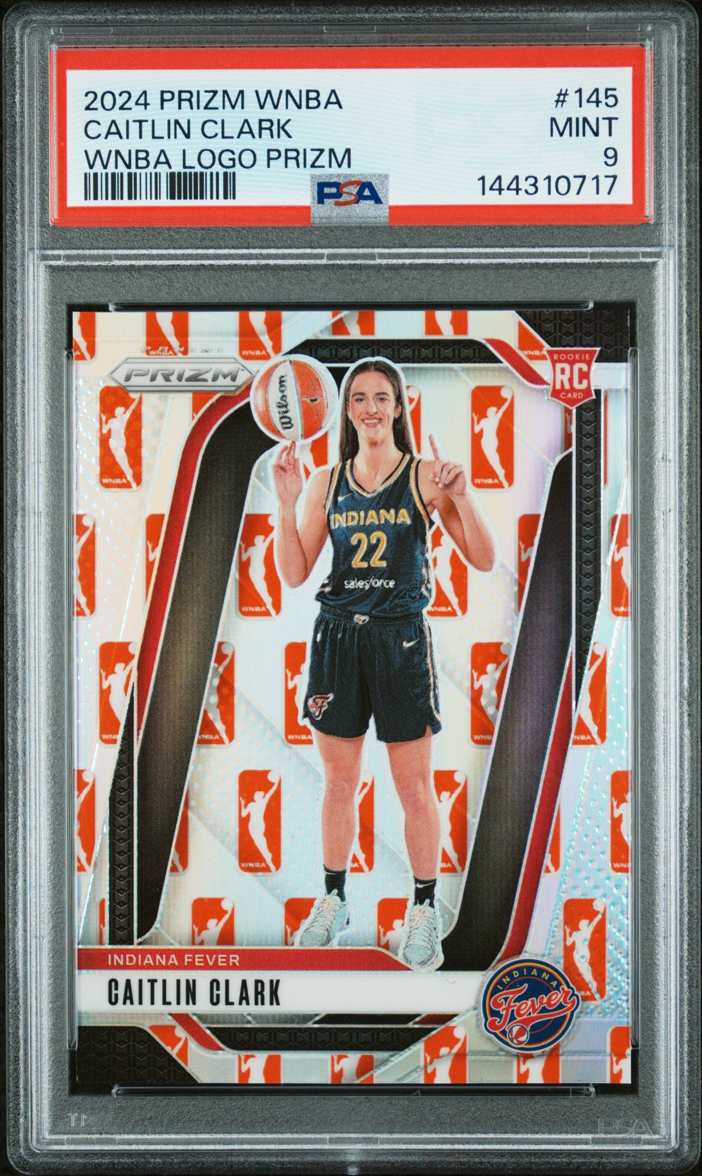 Caitlin Clark RC 2024 Panini Prizm WNBA Logo Rookie #145 PSA 9-1