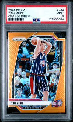Yao Ming 2024-25 Panini Prizm Orange SP 7/49 PSA 9-1
