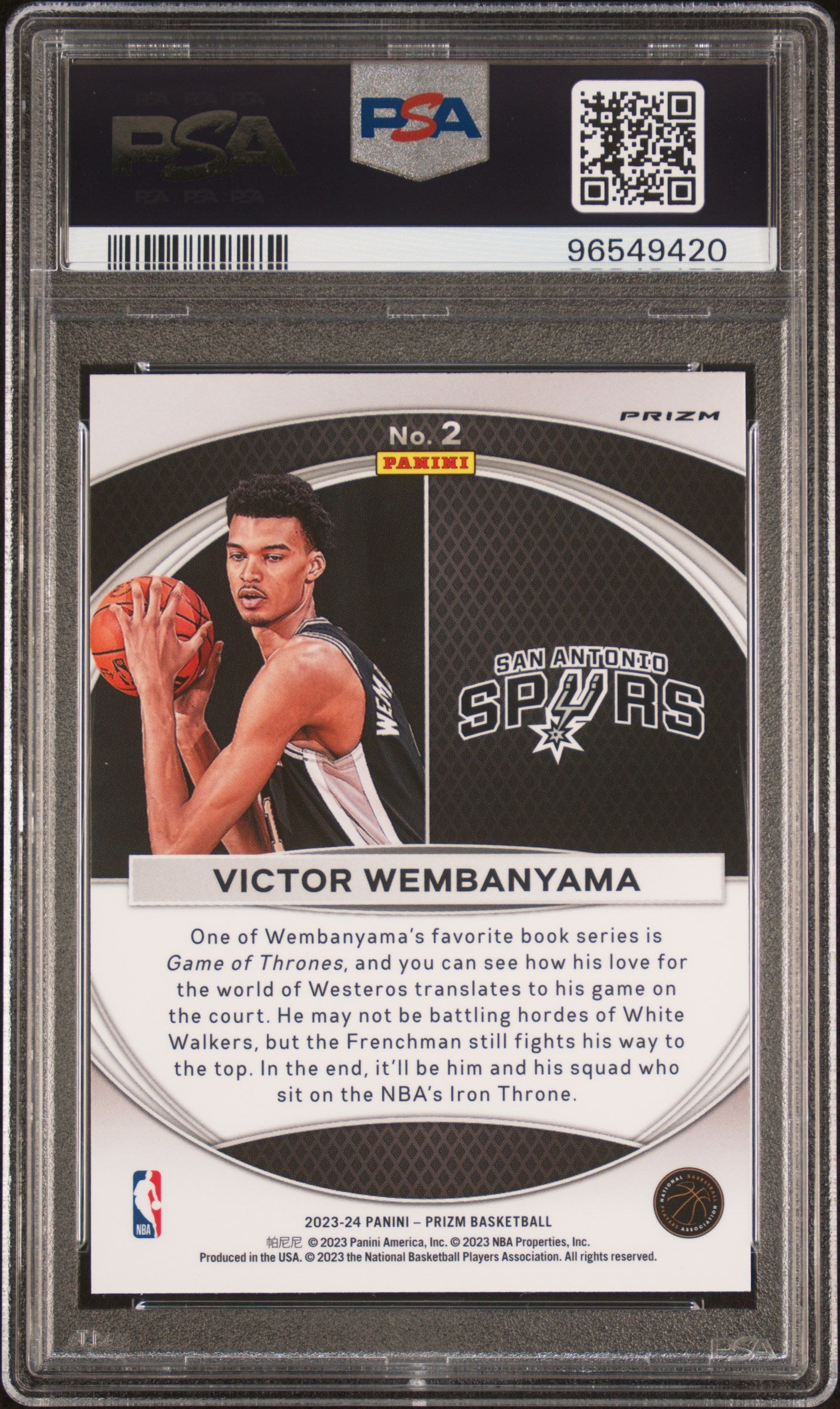 Victor Wembanyama RC 2023-24 Panini Prizm Silver Global Reach Rookie #2 PSA 9