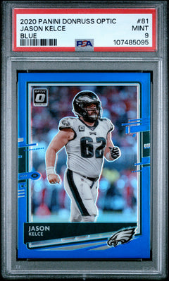 Jason Kelce 2020 Donruss Optic Blue Prizm SP 31/179 PSA 9-1