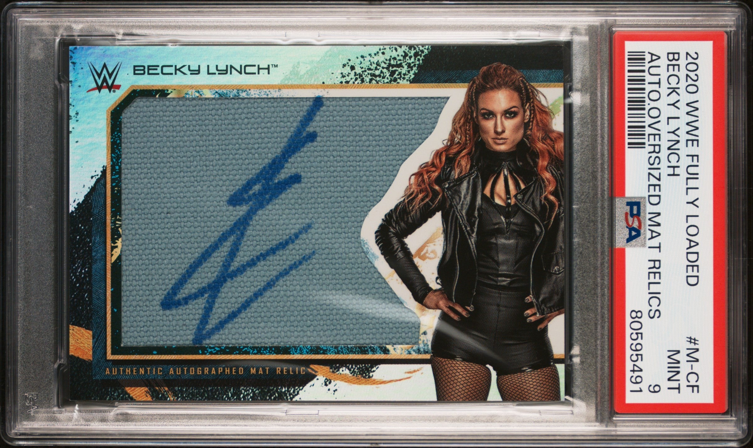 Becky Lnych 2020 Topps WWE Fully Unloaded Mat Patch Auto SP 122/199 PSA 9