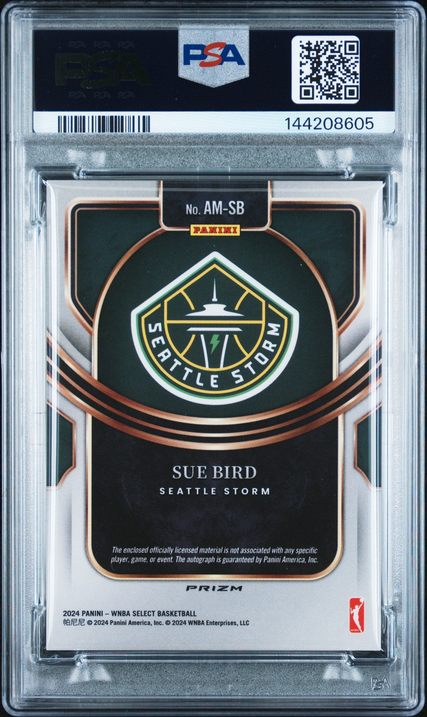 Sue Bird 2024 Panini Select WNBA Jersey Auto PSA 9