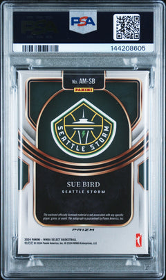 Sue Bird 2024 Panini Select WNBA Jersey Auto PSA 9-2