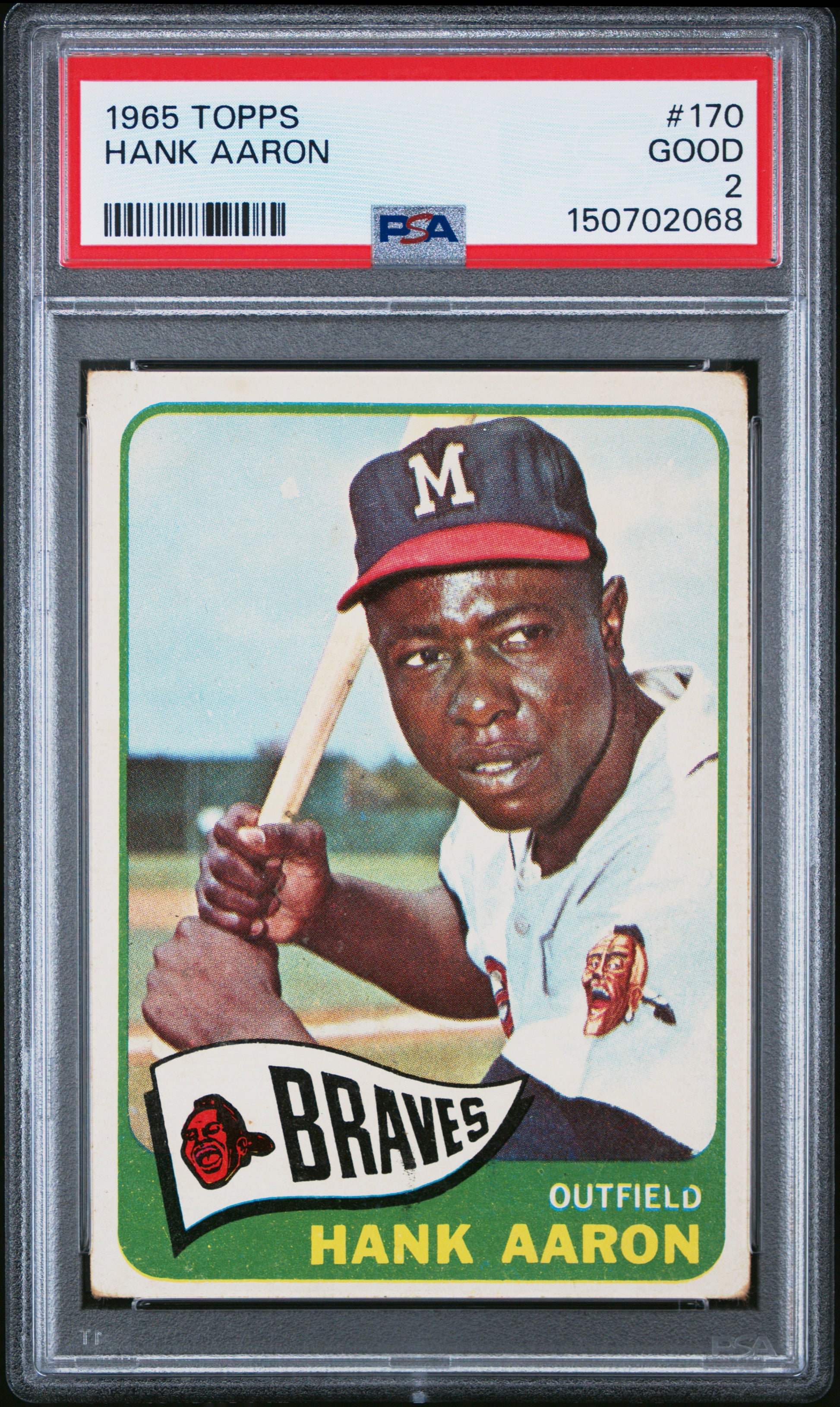 Hank Aaron 1965 Topps Baseball #170 PSA 2-1