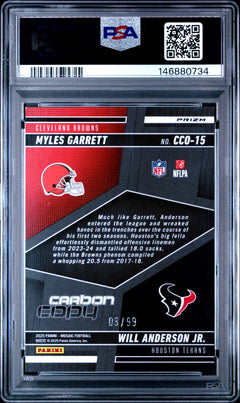 Myles Garrett Will Anderson Jr 2025 Panini Mosaic Blue Carbon Copy SP 8/99 PSA 10-2