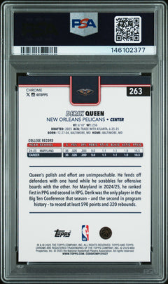 Derik Queen RC 2025-26 Topps Chrome Yellow Raywave Rookie SP 251/275 PSA 9-2