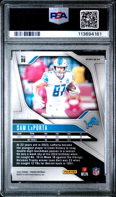Sam Laporta 2024 Panini Prizm Navy Camo SP 16/25 PSA 9-2