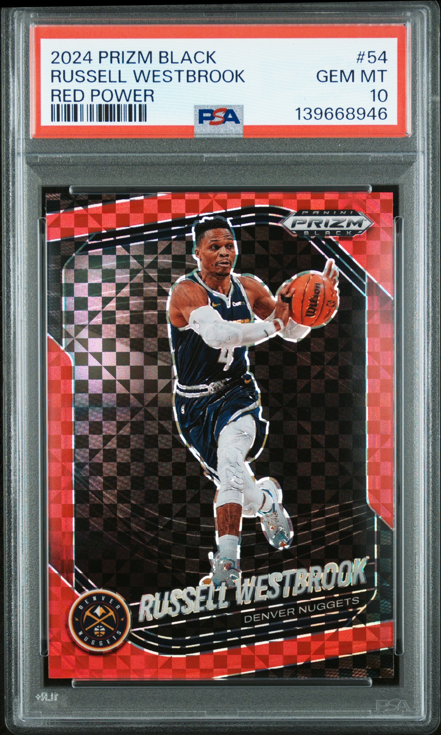 Russell Westbrook 2024-25 Panini Prizm Black Red Power SP 61/75 PSA 10