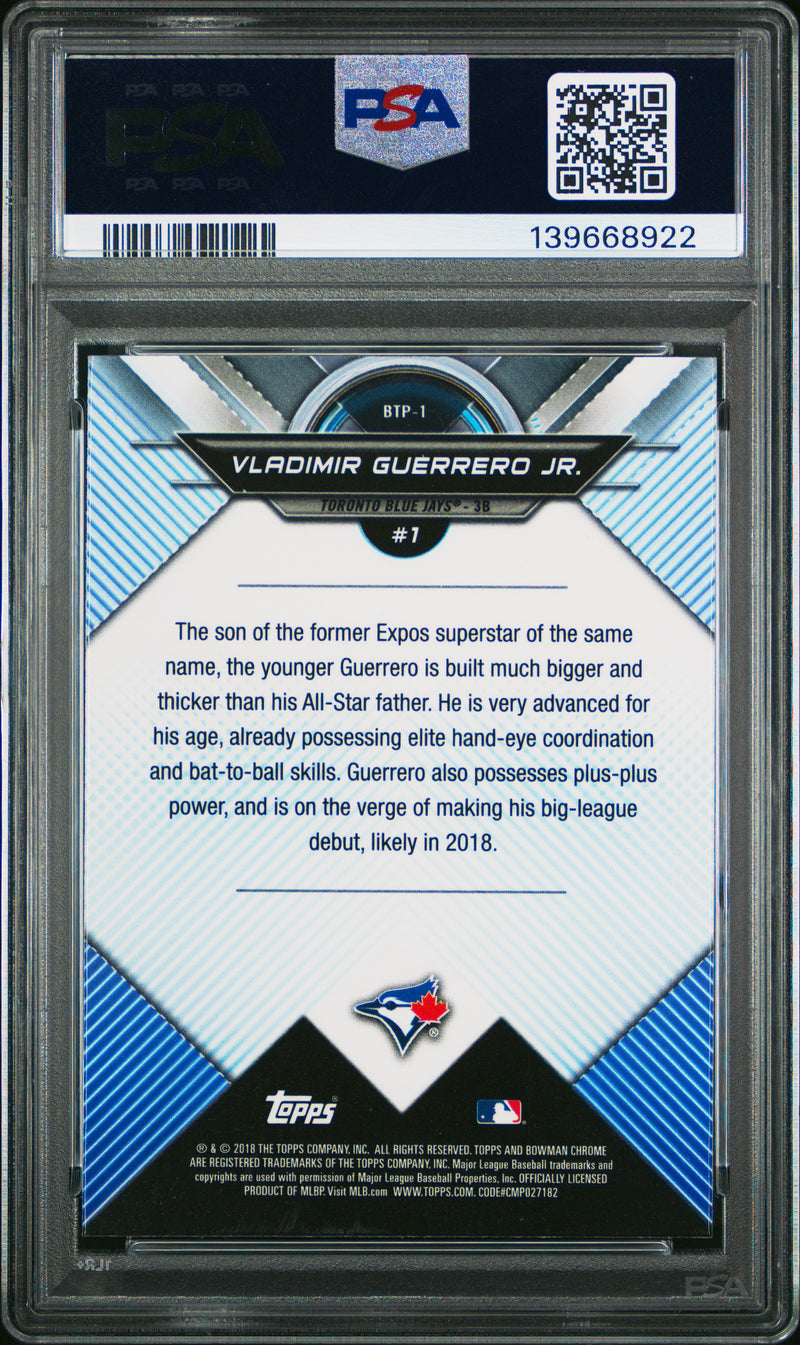 Vladimir Guerrero Jr RC 2018 Bowman Chrome Scouts Top 100 Prospect Rookie PSA 10-2
