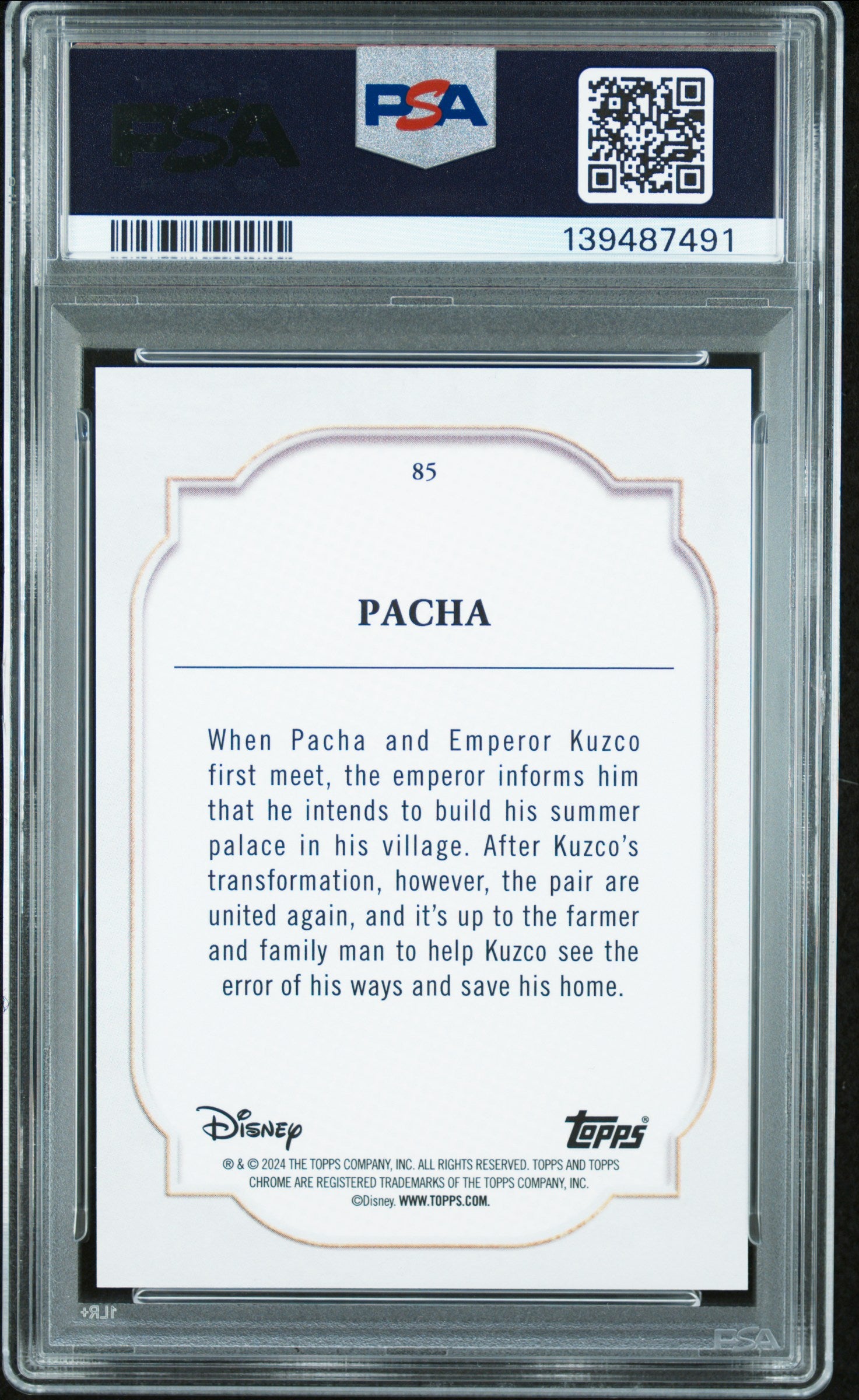 Pacha 2024 Topps Chrome Disney Dark & Light Blue Lava Refractor SP 40/75 PSA 10