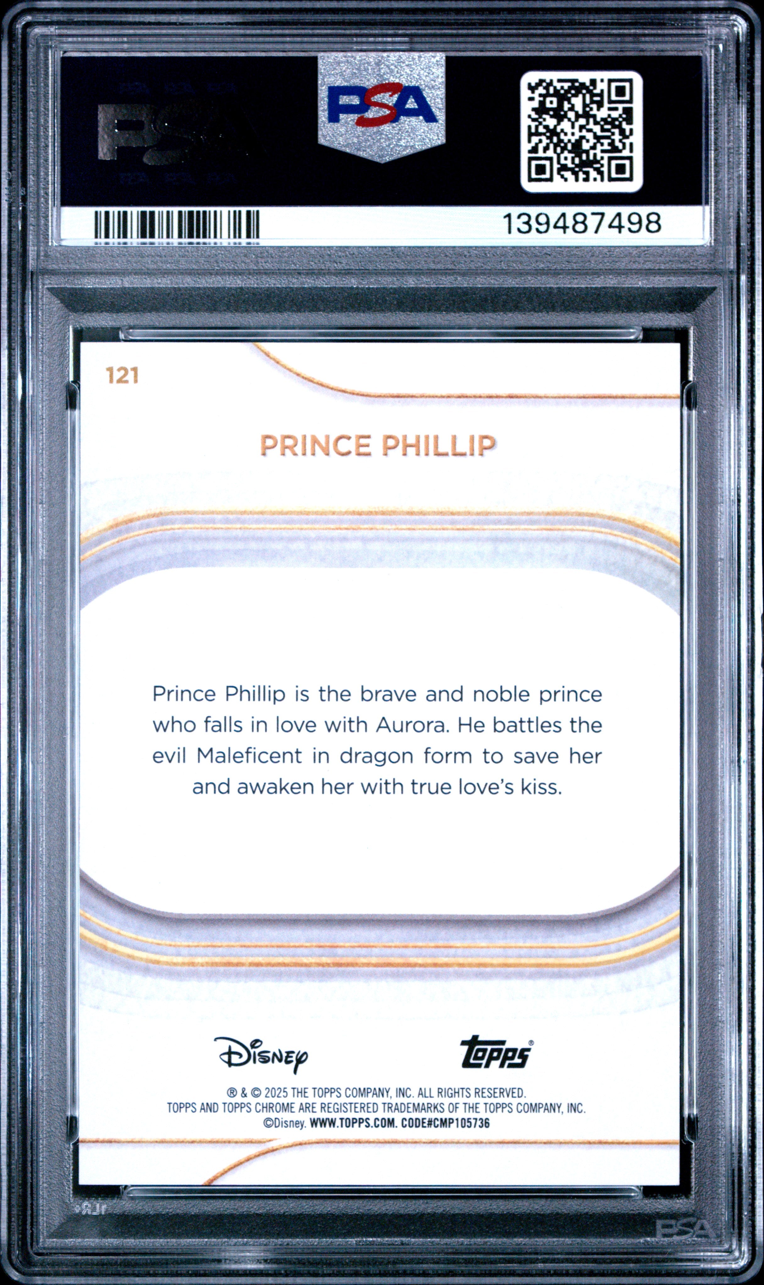 Prince Phillip 2025 Topps Chrome Disney White Refractor SP 10/30 PSA 10