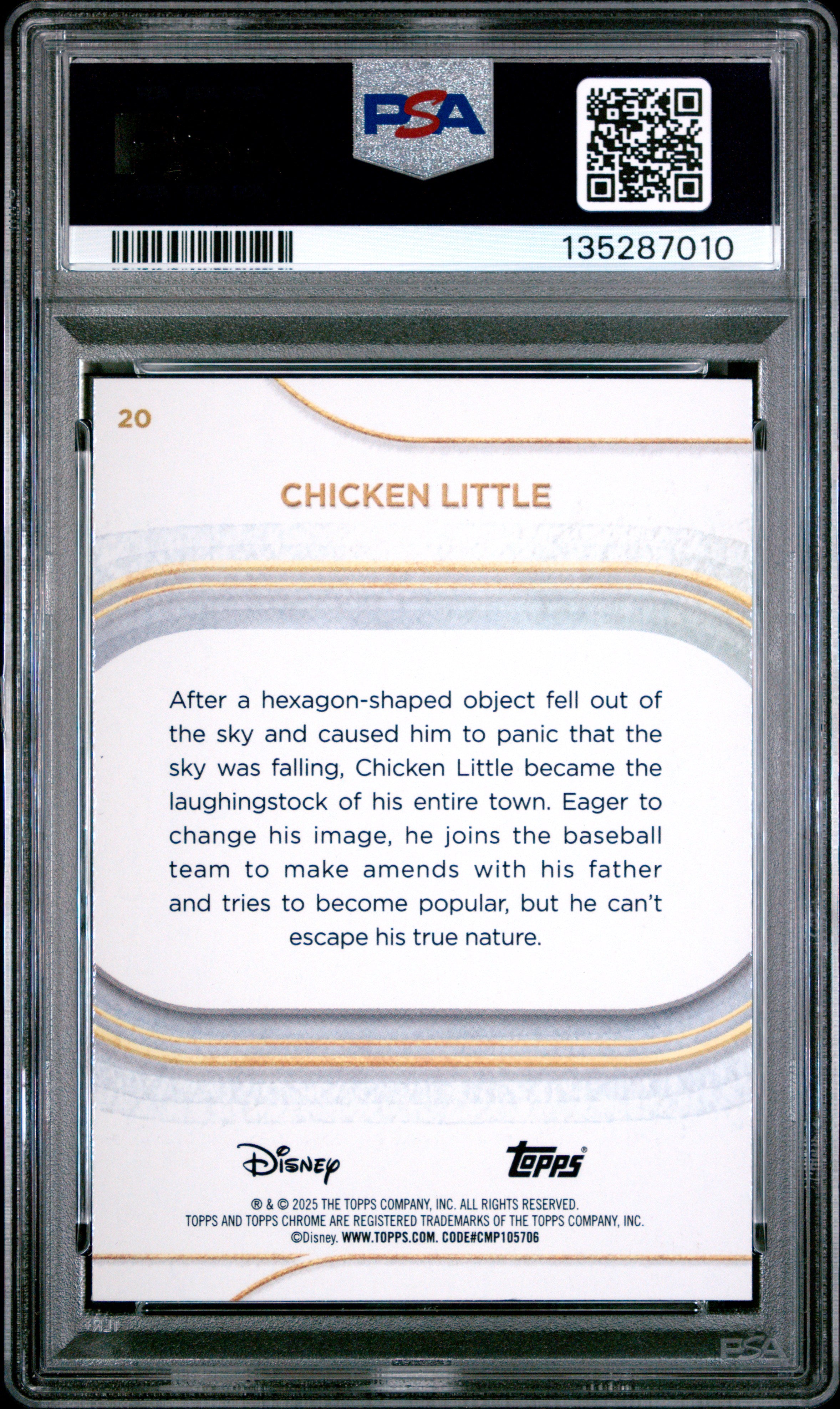 Chicken Little 2025 Topps Chrome Disney Blue Refractor SP 128/150 PSA 10