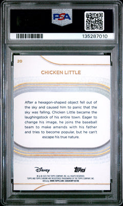 Chicken Little 2025 Topps Chrome Disney Blue Refractor SP 128/150 PSA 10-2