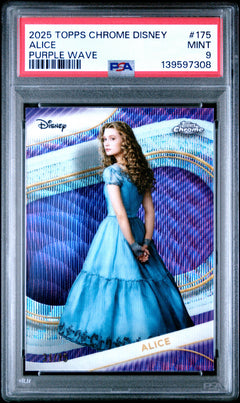Alice 2025 Topps Chrome Disney Purple Refractor SP 31/75 PSA 9-1